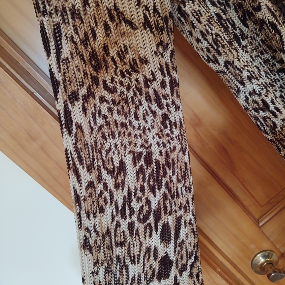 Chicos Travelers Cardigan Sweater Size 2 Leopard Animal Print Shawl Collar. - Picture 4 of 8